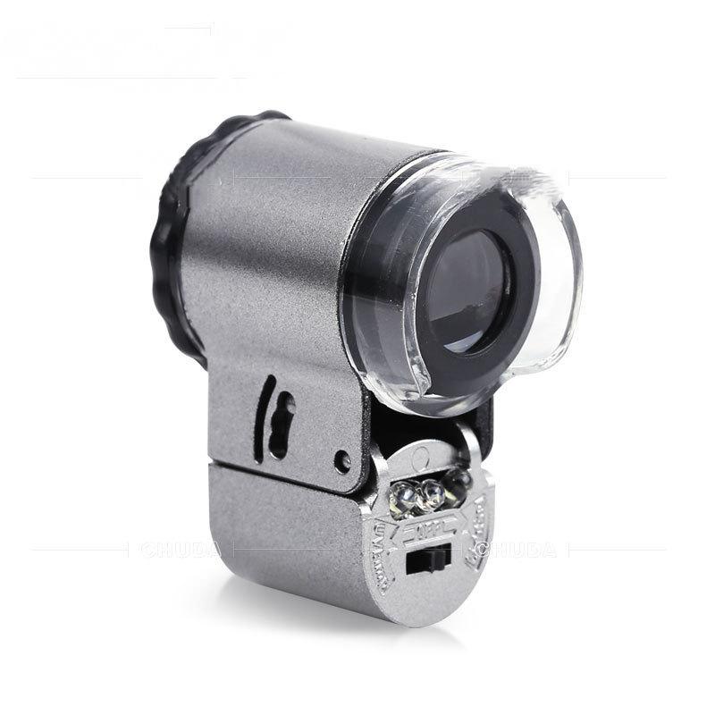 

50X Handheld Magnifying Glass Mini Pocket Microscope Loupe Currency Detector Jeweler Magnifier with Led Uv Light 9882A