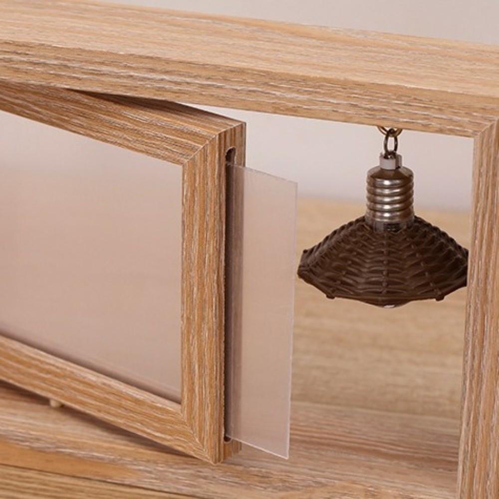 Double-Sided Wooden Picture Frame Rotate Square Commemorative Photo Frame Creative Hollow Decorative Frame Living Room