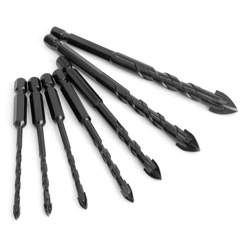 3 4 5 6 8 10 12mm Cross Hex Tile Drill Bit For Glass Concrete Ceramic Tile Hole Opener Tunsten Carbide Hard Alloy Bits Set Tools