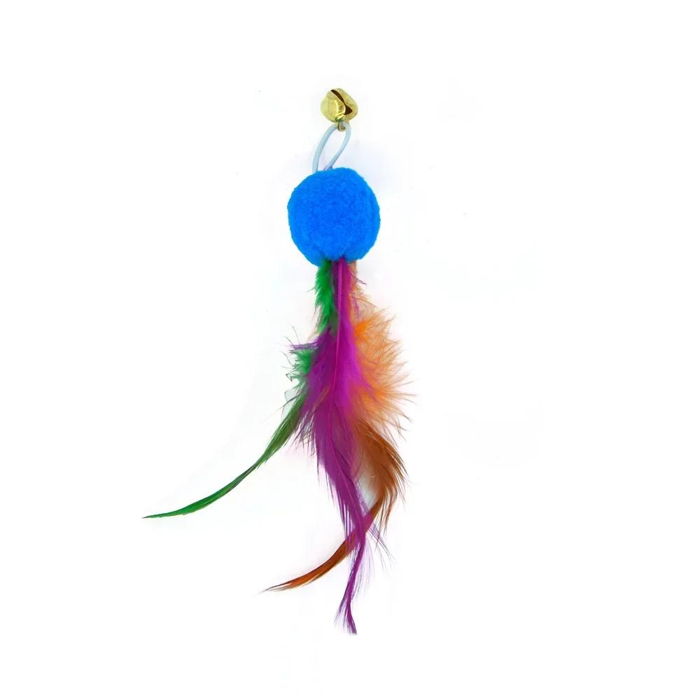 Cat Feather Toy Accessories False Birds Worm Toy with Bell Kitten Cat Toys Interactive Replacement Refill Foam Ball Training
