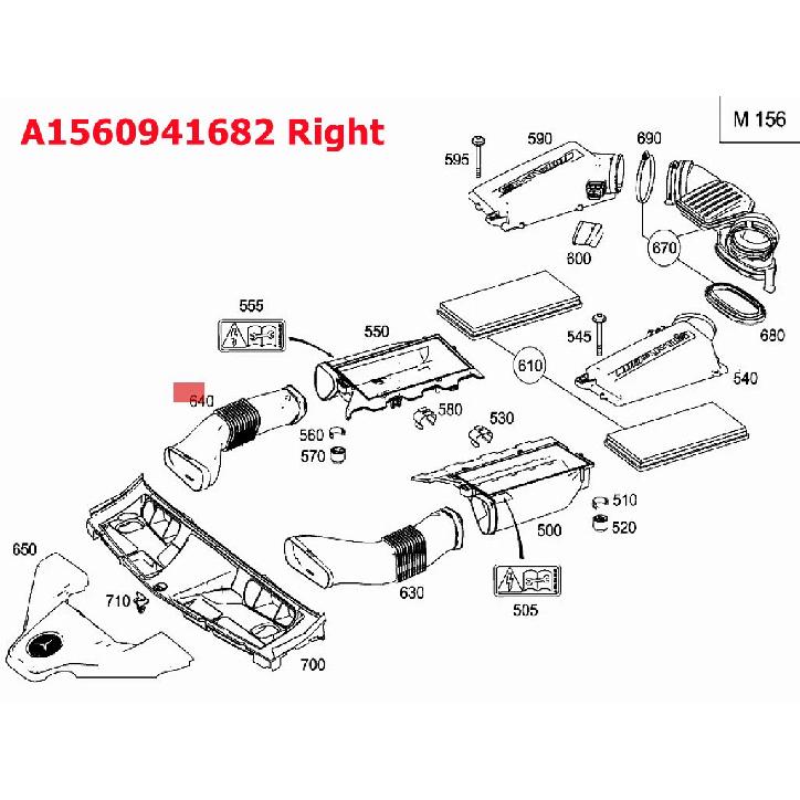 

A1560941582 A1560941682 Left Right Engine Air Intake Hose for Mercedes Benz M156 AMG 1560941582 1560941682 A1560941682 R