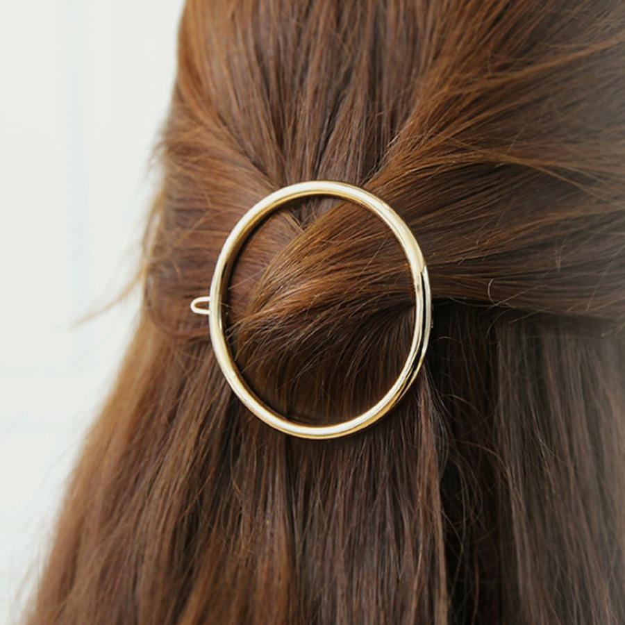 5pcs Elegant Round Hair Clip - Durable Golden Hair Accessory for Women & Men, Unisex Adult Everyday Styling, Secure Hold for Casual & Formal Occasions
