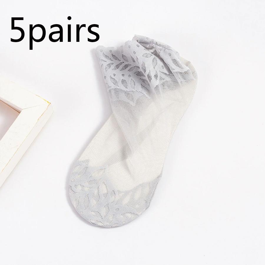 Socks For Women Spring And Autumn Thin Silk Stockings Cotton Sole Summer Breathable Mesh Mid Tube Short Socks Lace Socks One Size