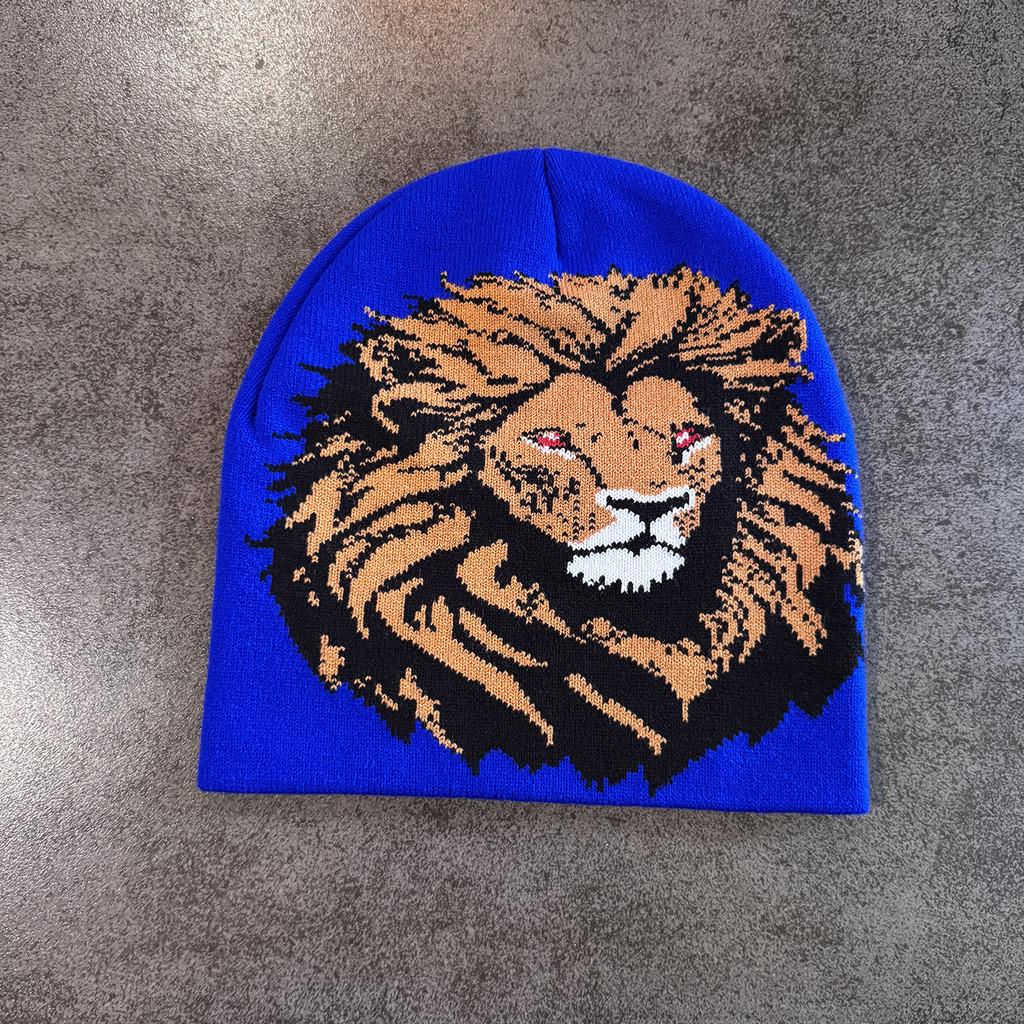 Lion Character Print Beanie With Plush Detailing For Kids And Teens Winter Fashion