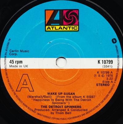 7inch Record SPINNERS - Wake Up Susan K10799 Atlantic 1976 UK Soul/Funk Used