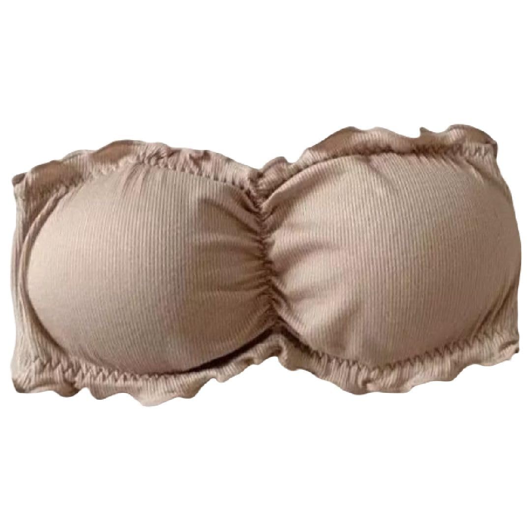 

Plus Nao Strapless Strapless Tube Top Gathered Underwear Light Brown Bra, Bra, Women s, -
