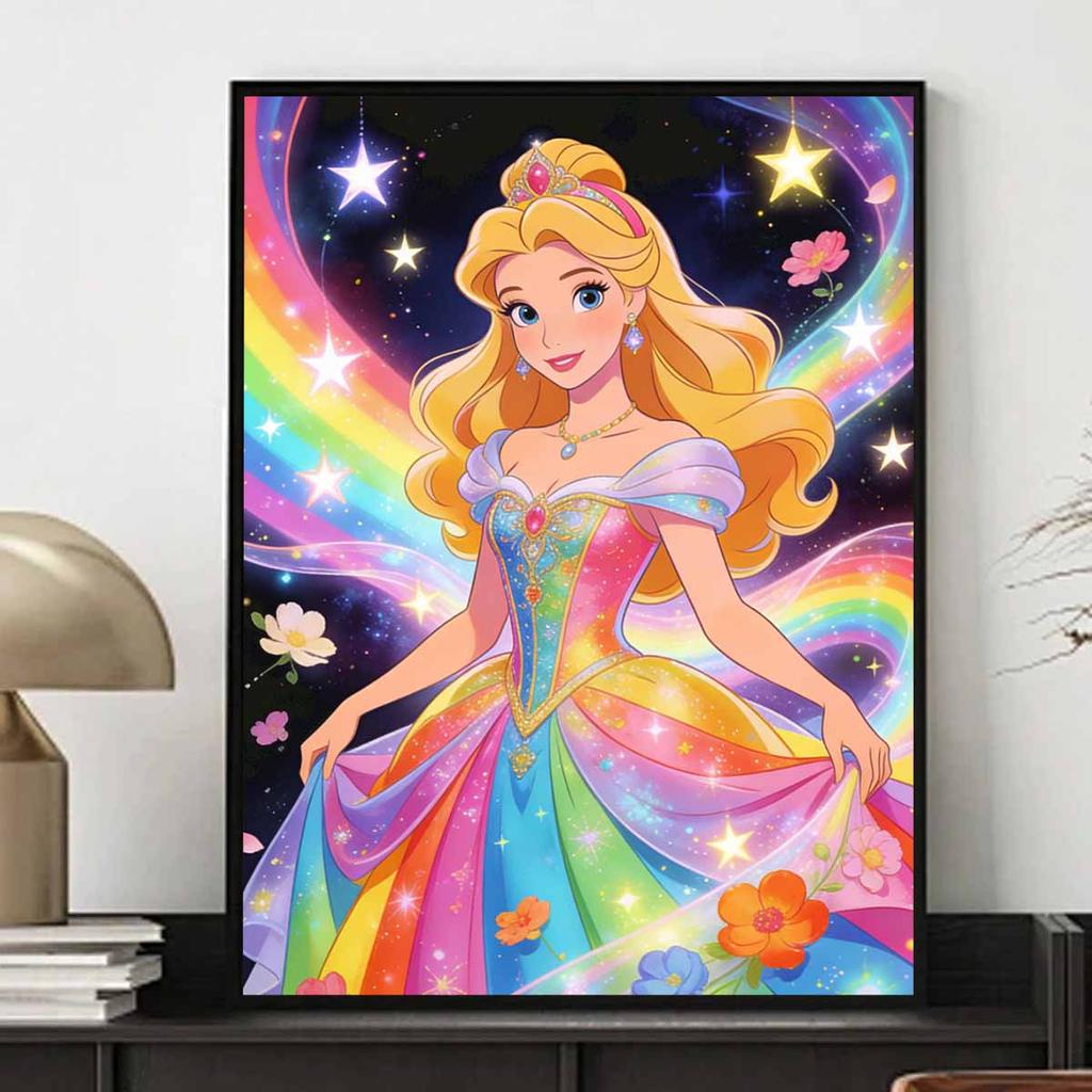 Disney Diamond Painting Kit Full Diamond Round Rainbow Princess Decor Home Decor Craft Gift