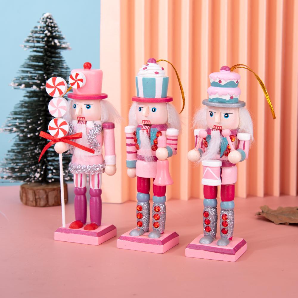 Pink Dessert-Style Nutcracker Ornament Set