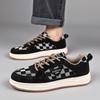 Men’s Black Green Checked Sports Shoes Casual Skateboard Shoes Students Walking Running Sneakers Shoes Over Sized 46 47 48