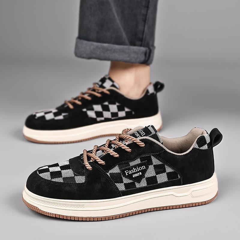 

Men’s Black Green Checked Sports Shoes Casual Skateboard Shoes Students Walking Running Sneakers Shoes Over Sized 46 47 48 EU: 39 чёрный