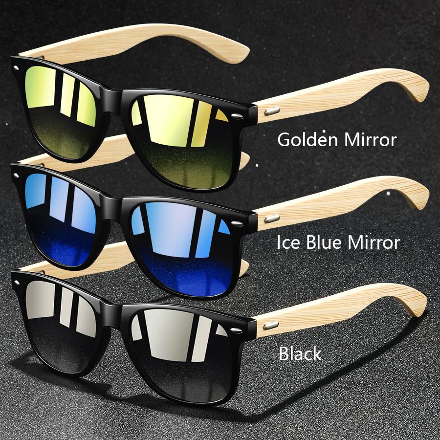 1PC Fashion Bamboo Wood Vintage Square Sunglasses UV400 Protection for Men Women Luxury Designer Sun Glasses Driving Fishing