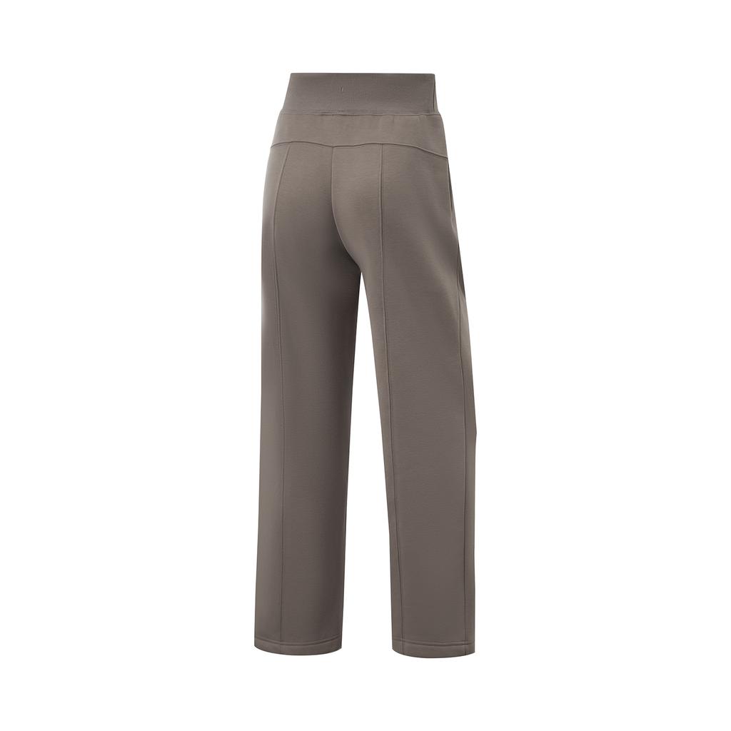 Li Ning Fitness Series Sports Fleece Warm Casual Pants Women bottoms Tree-Gray Brown AKLU584-5