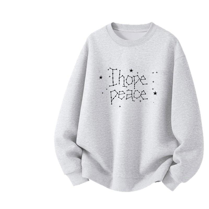 Unisex Oversized Cotton Blend Pullover Sweatshirt Winter Warm Printed Hoodless Top Youth Daily Wear