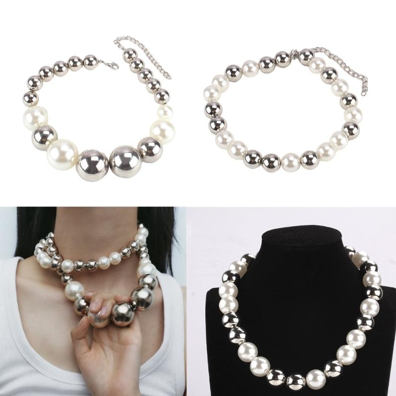 Elegant Pearl Beads Ball Necklace Temperament Clavicle Chain Birthday Gift