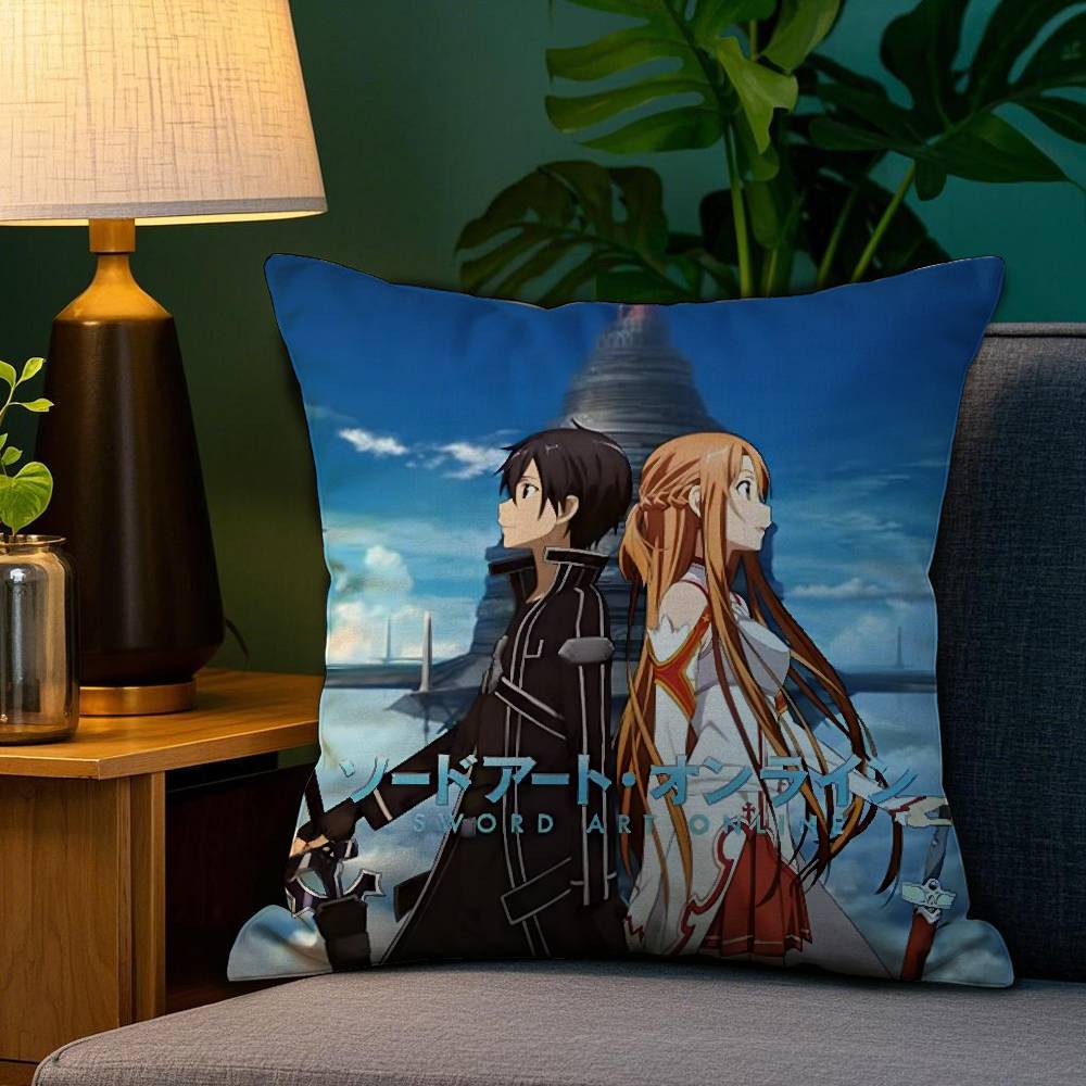 S-Sword Art O-Online SAO Pillow Case Sofa Living Room Bedroom Double-sided Printing Square Cushion Nap Time Pillow Case