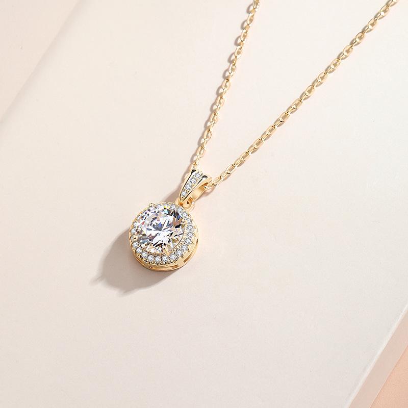 Rose Gold Geometric Zircon Necklace Women's Temperament Simple Personality Pendant