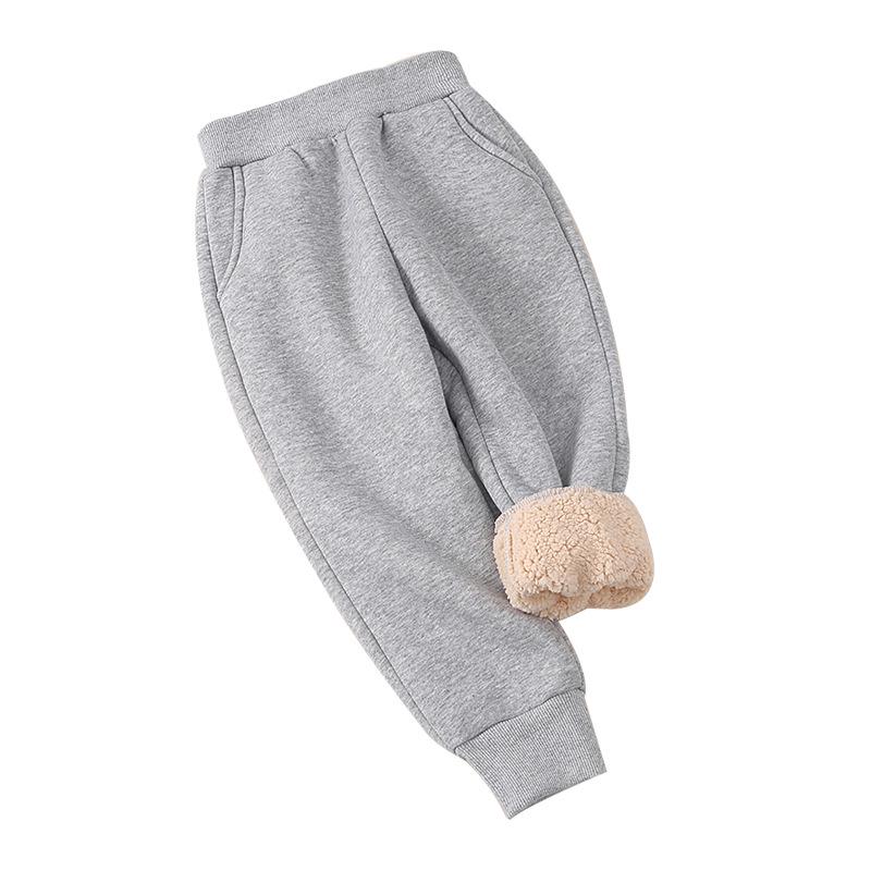 Brand Kids' Thickened Lambswool Sweatpants for Autumn/Winter - Boys' Warm Casual Long Pants