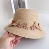 Summer Raffia Straw Sun Hat for Women Wide Brim Floral Crochet Beach Hat 100% Natural Staw Bucket Hats