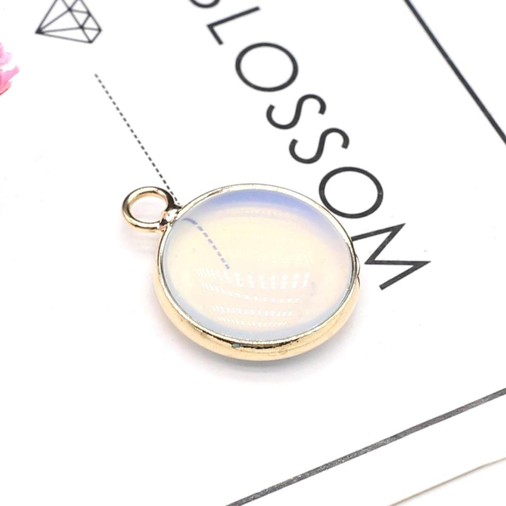 2Pcs, Aura Healing Crystal Pendants, Handmade Round Natural Stone Pendant, Rose Quartz Agate Amethyst Gemstone Charms for Jewelry Making DIY Crafts