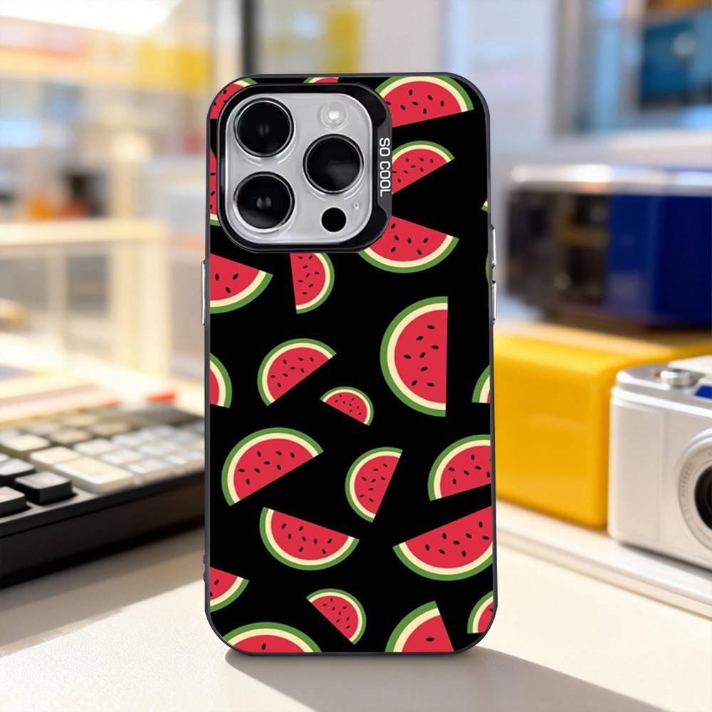 Watermelon Cute Phone Case For iPhone 17,16,15,14,13,12,11,Pro,XS,Max,Plus,Mini,SE4,E IMD Matte Black
