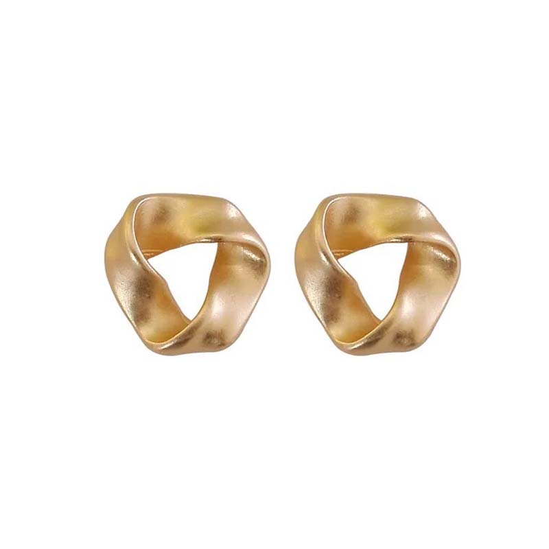 Vintage Metal Irregular Smooth Spiral Stud Earrings for Women Exaggerated Gold Color Geometric Hollow Large Earring Jewelry Gift