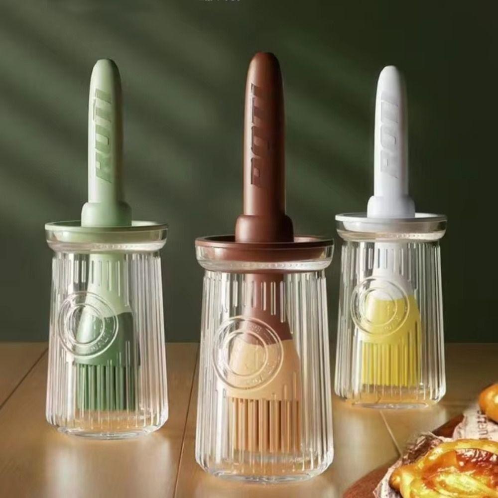 

3 In 1 BBQ Oil Brush Silicone Split Type Sauce Applying Brush Baking Tool Heat Resistant Oil Dispenser Bottle with Brush Cooking коричневый