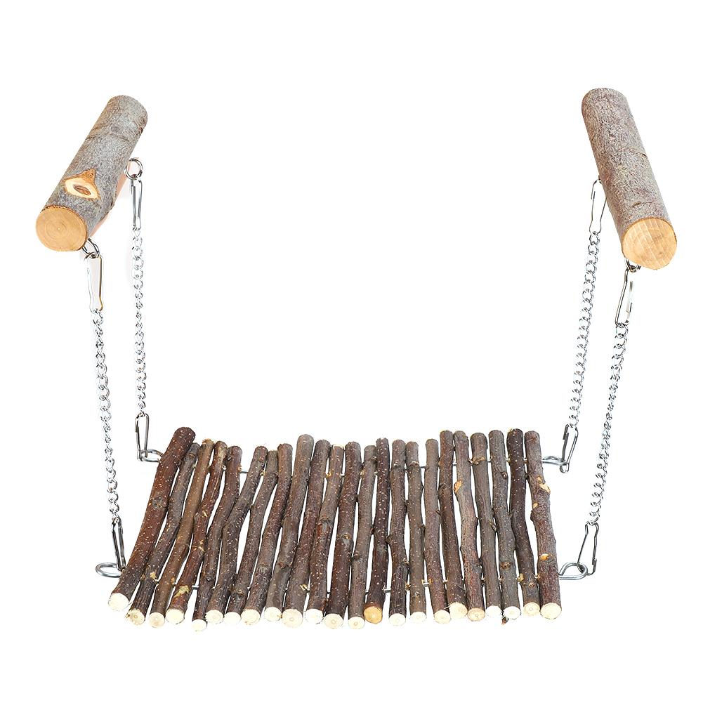 Pet Summer Hammock Applewood Hanging Swing Cage Standing Bar Toys for Rabbit Hamster Chinchilla