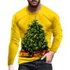 Men's Long Sleeve 3D Printed Santa Claus Cartoon Printed Tops Christmas Party Casual Men's Fashion Round Neck Long Sleeve