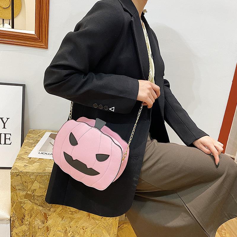 Luggage Special-shaped spoof monster pumpkin small square bag fun Halloween women's bag sequined chain messenger bag