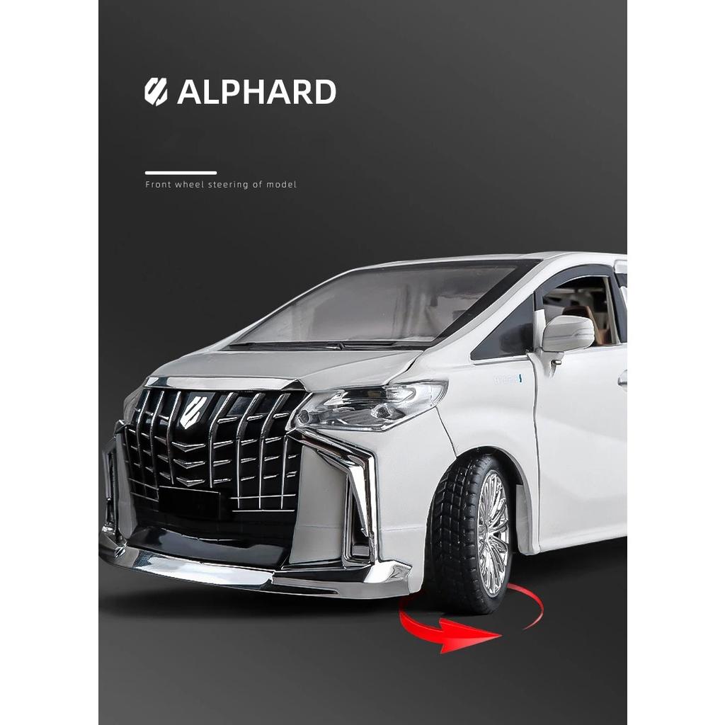 1/24 Toyota Alphard MPV Alloy Die Cast Toy Car Model Sound and Light Pull Back Children's Toy Collectibles Birthday Gift
