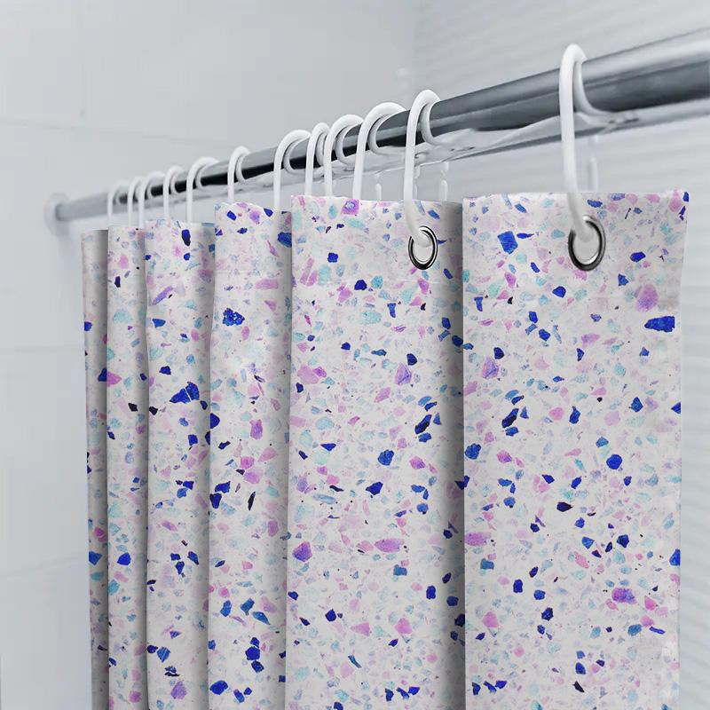 Colorful Polka Dot Shower Curtain For Bathroom Decor Pink Blue White Printed Waterproof Fabric With Metal Grommets Size 72X84 In