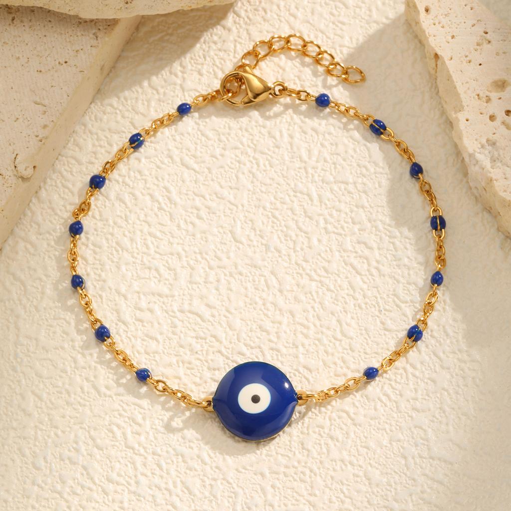 Colorful Demon Eye Bracelet for Women,Stainless Steel Chain Bracelets,Gold Plated Charm Jewelry Gifts