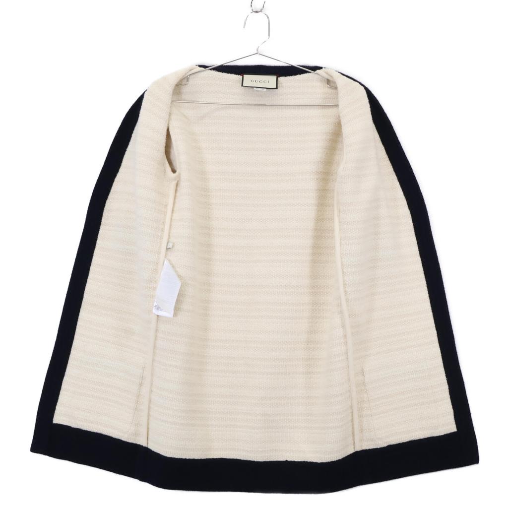 GUCCI [Good condition/domestic regular] 490346 Tweed collarless coat S White / blackUsed