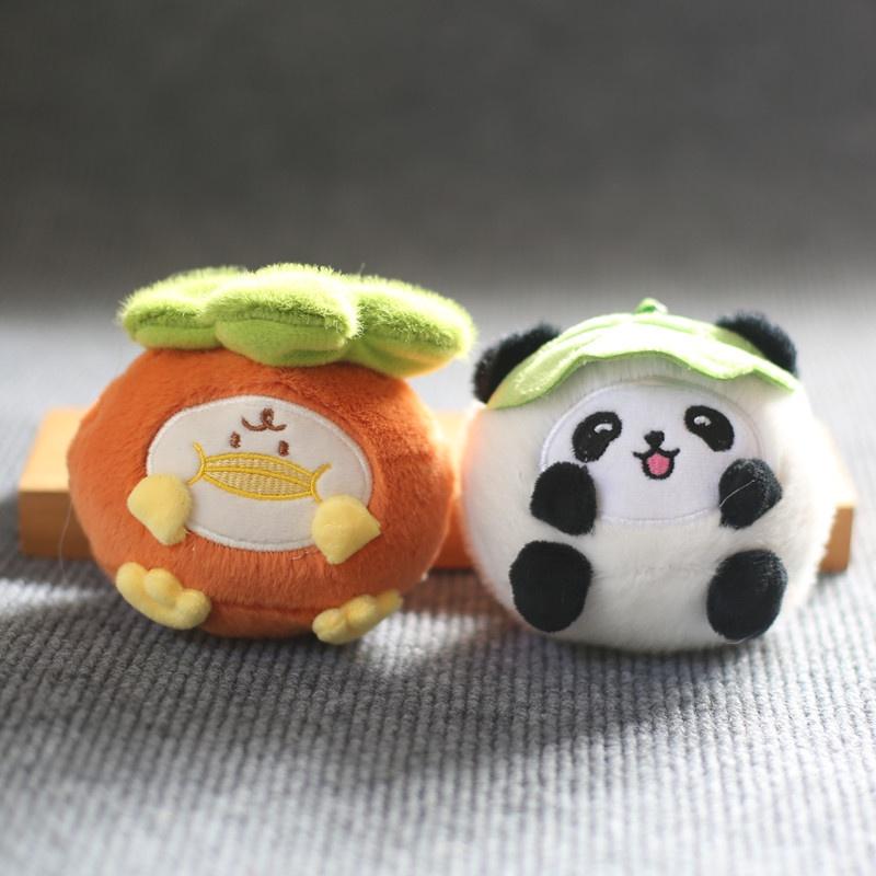 Niedlicher Panda Plüschtier Schlüsselanhänger Kurzplüsch 11cm Höhe Panda und Kaki Design