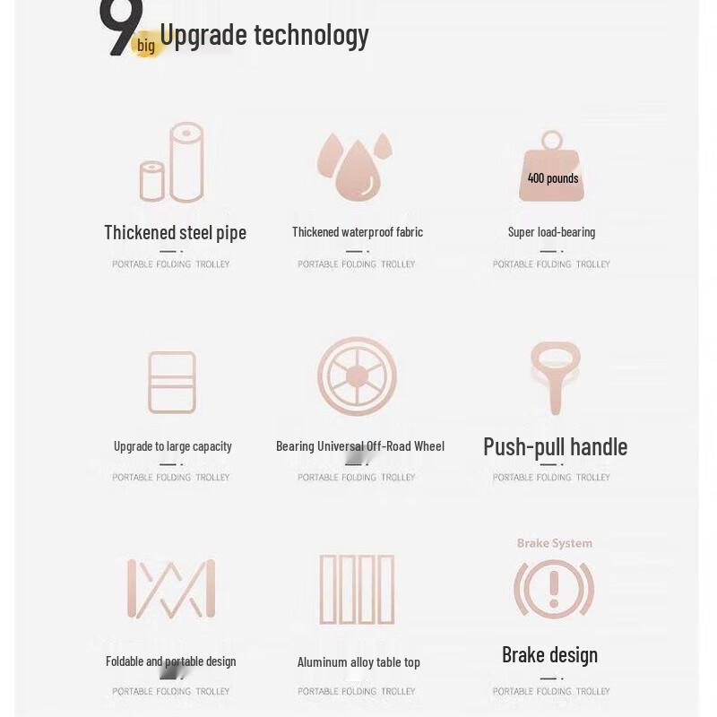 WEZHO Outdoor Folding Utility Cart