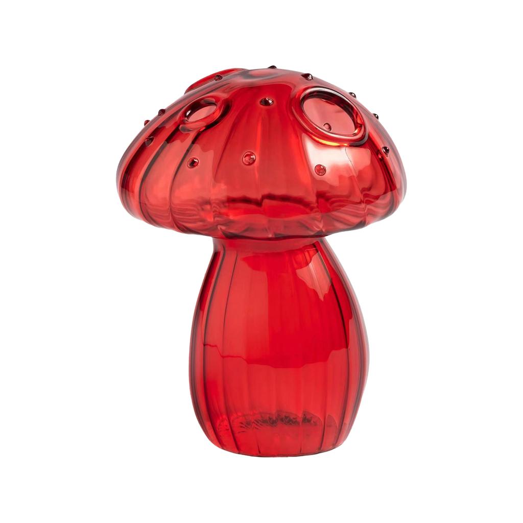Mushroom Shape Vase Cute Decorative Glass Mushroom Hydroponic Flower Vase for Home Living Room Decoration