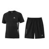 Peak Summer Printed Breathable Lightweight Fitness Shorts And Short Sleeve Casual Sports Suit Unisex Sets Black YS02135+YS01308