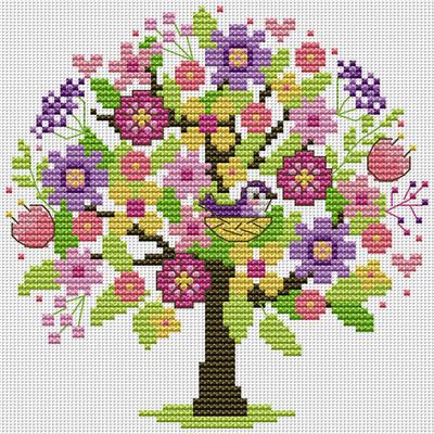 Broderie Partielle Fil Eco-coton 14CT Imprimé Kit Point de Croix Arbre