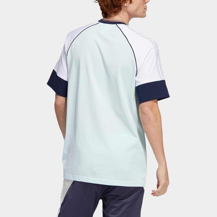 adidas Originals Casual Series Round Neck Breathable Sports Short Sleeve Loose Raglan T-Shirt Men Tops Light-Blue HI3019