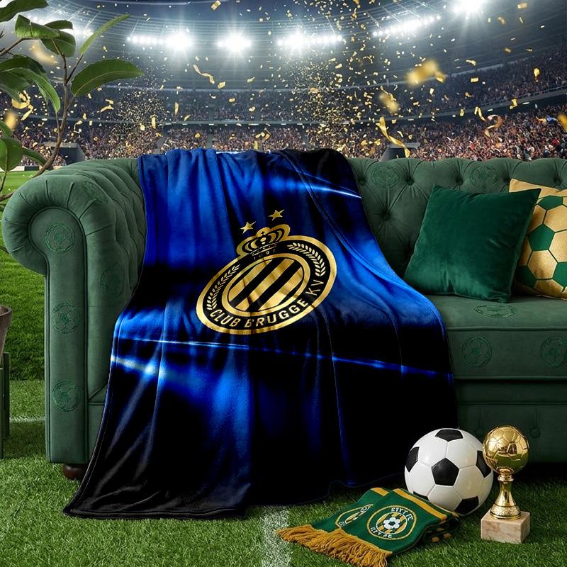 Coperta con Stemma FC Brugge Leggera Ideale per Letto Perfetta per Viaggi, Campeggio, Soggiorni, Uffici, Divani, Regalo di Natale per tifosi