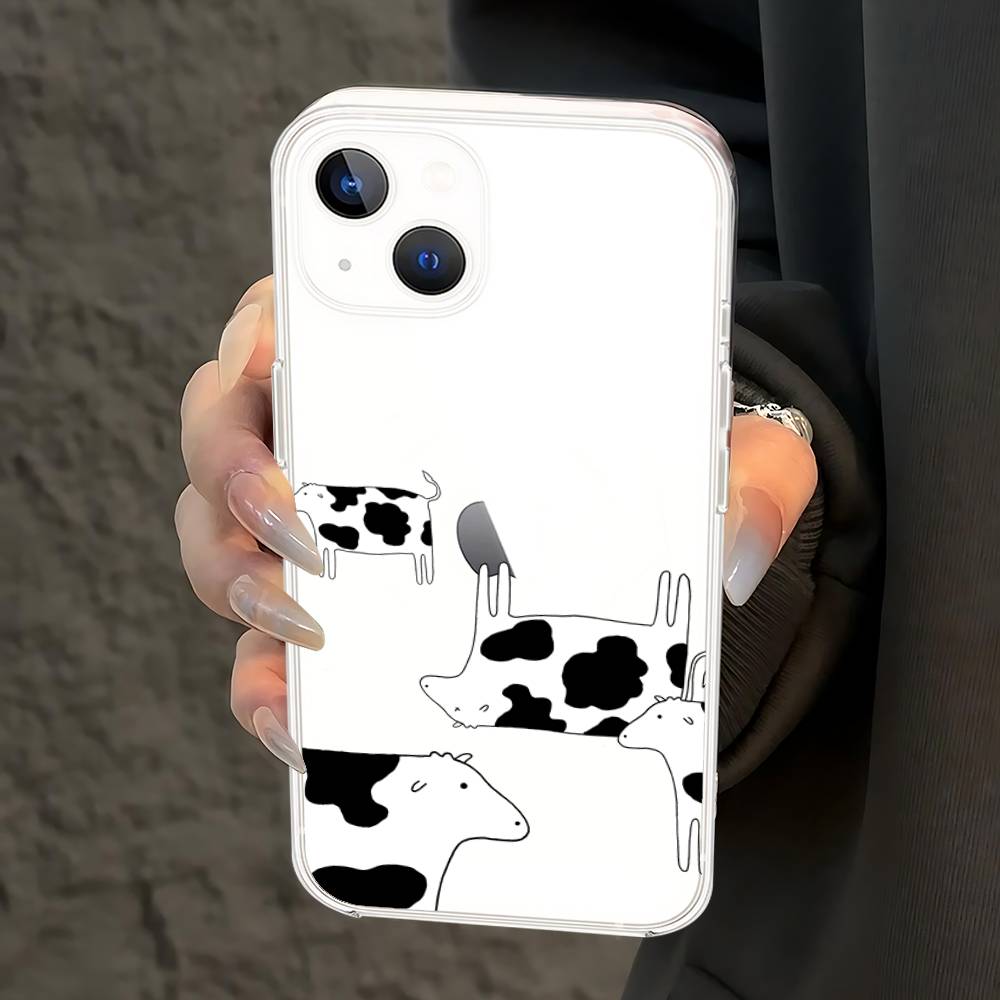D-Dairy-Cow Phone Case For IPhone 17 16 15 14 Plus 13 12 11 Pro Max Phone Back Cover Transparent Shockproof Cover