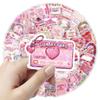 10/30/50pcs Holographic Laser Style Bookish Cartoon Stickers Cute Pink Valentine's Day Aesthetic Sticker DIY Stationery Laptop