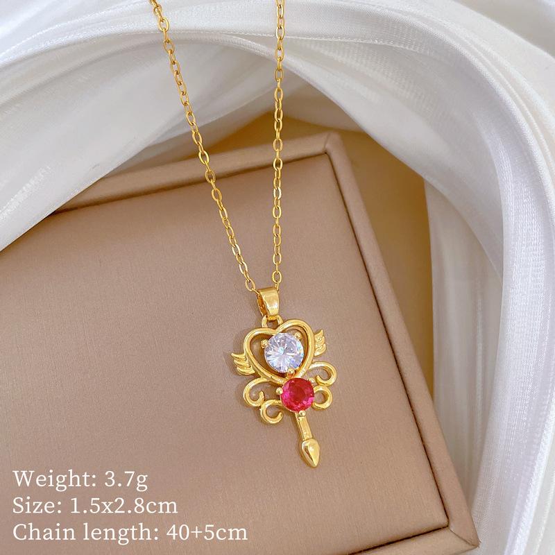 Multi-Element Style Copper Micro-Inlaid Necklace Combination Female Real Gold Electroplated Exquisite Collarbone Chain