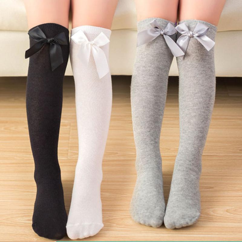 Șosete Noi Spaniole pentru Bebeluși până la Genunchi, Tub Lung, Toamnă Iarnă, Șosete de Bumbac pentru Copii pentru Fete, Șosete Până la Genunchi, Funde Mari, Șosete de Podea pentru Copii