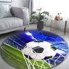 Soccer Ball Goal Stadium Print Round Area Rug Non‑Slip Circular Floor Mat Sport Theme Home Decor for Living Bedroom Gaming Room