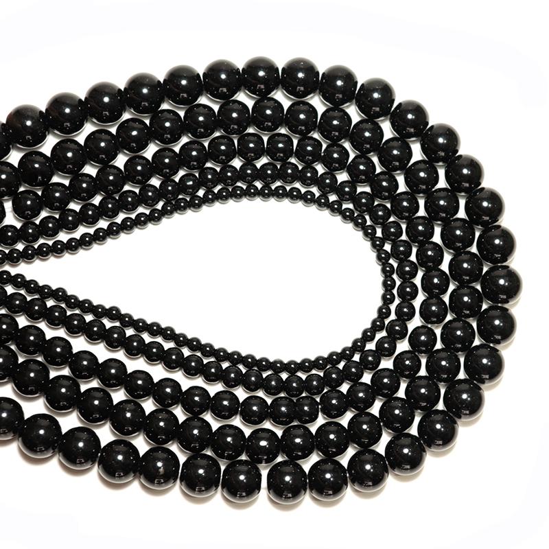 Economical 4/6/8/10/12mm Obsidian Stone For Jewelry Making Handmade Black Round Loose Beads DIY Bracelet Necklace Anklet Earring