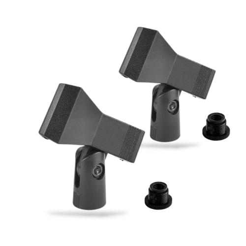 RegiPro B Clip-on Microphone Holder, Set of 2, with 3/8 To 5/8 Screw Adapter, Black