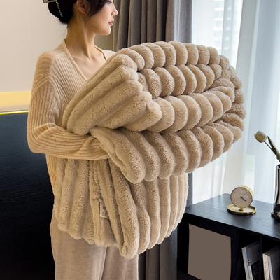 Faux Rabbit Fur Blanket Plush Cozy Throw Blanket Fluffy Bubble Blanket Warm Thick Furry Blanket