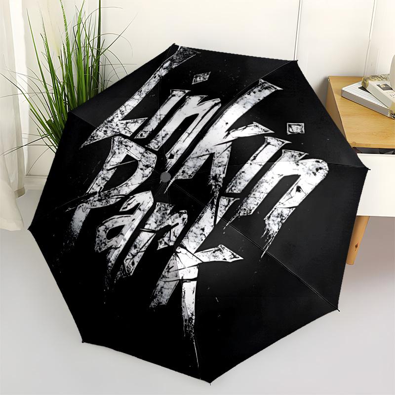 1pc Linkin Park Music Automatic Open/Close Umbrella Folding Umbrella, Portable Compact Travel Umbrella, Birthday/Christmas Gift for Men & Women