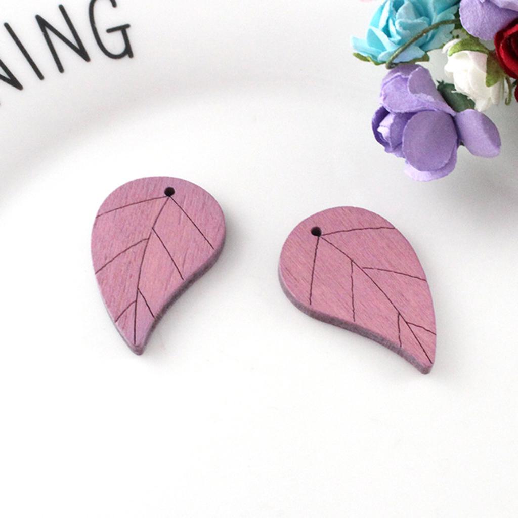 20 peças boêmio formato de folha folhas de madeira pingente contas artesanais bege